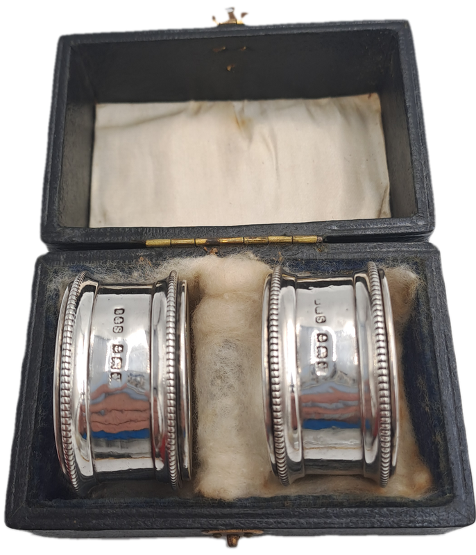 2  x 1923 Bermingham Hallmarked Sterling Silver Napkin Rings -Boxed