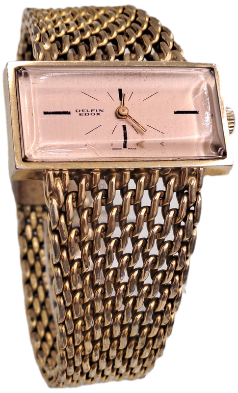 Vintage Swiss Made Delfin Edox Ladies watch Gold Tone Mechanical Ladies watch-Working