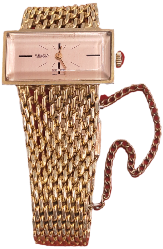 Vintage Swiss Made Delfin Edox Ladies watch Gold Tone Mechanical Ladies watch-Working