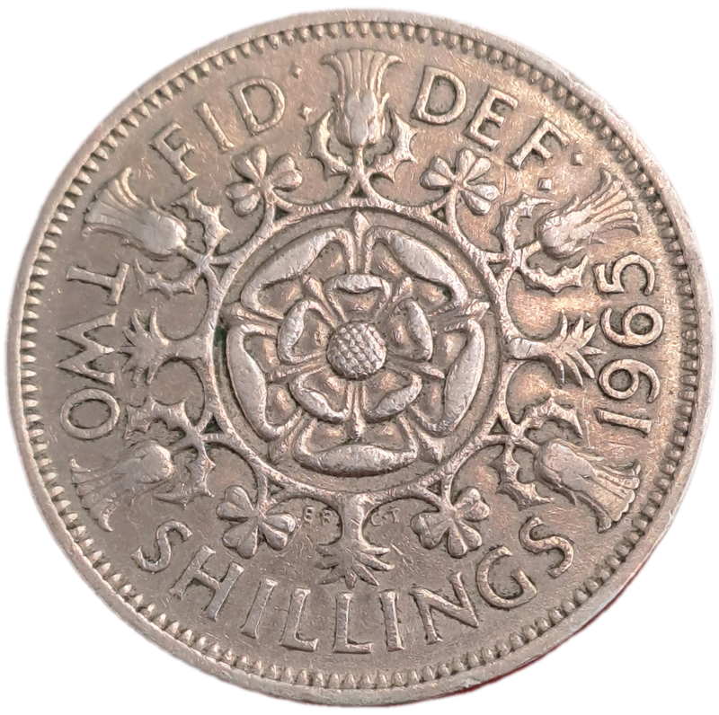 1965 Great Britain 2 Shillings - Elizabeth II 1st portrait, no 'BRITTOMN'