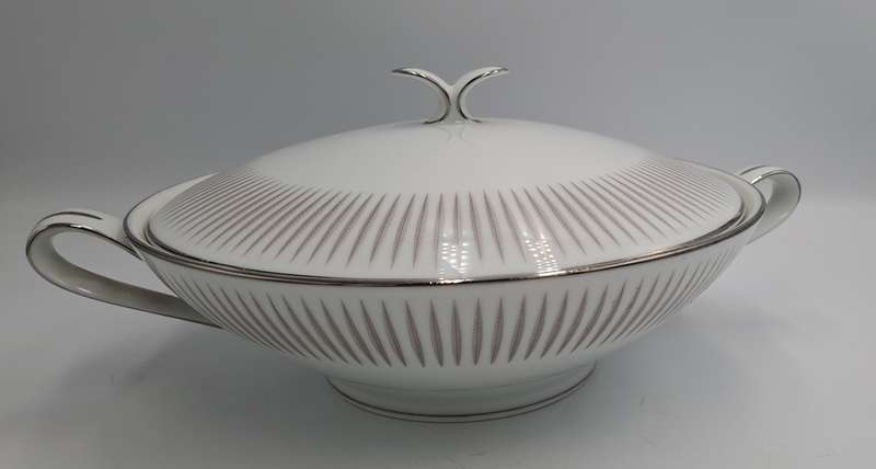 Vintage Noritake BIARRITZ 2 Round Covered Vegetable Tureens and 6 Flat Cream Soup Bowls