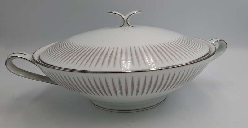 Vintage Noritake BIARRITZ 2 Round Covered Vegetable Tureens and 6 Flat Cream Soup Bowls