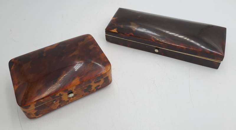 2 Antique Tortoise Shell Trinket Boxes