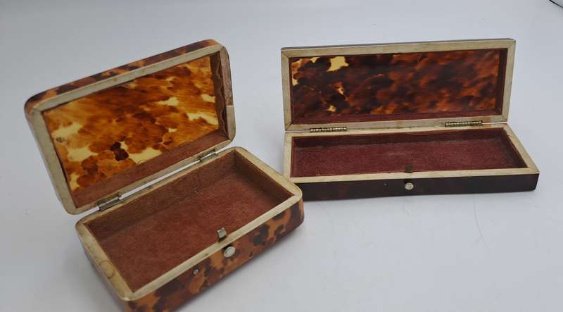 2 Antique Tortoise Shell Trinket Boxes