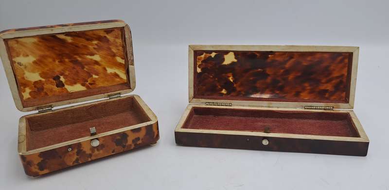 2 Antique Tortoise Shell Trinket Boxes