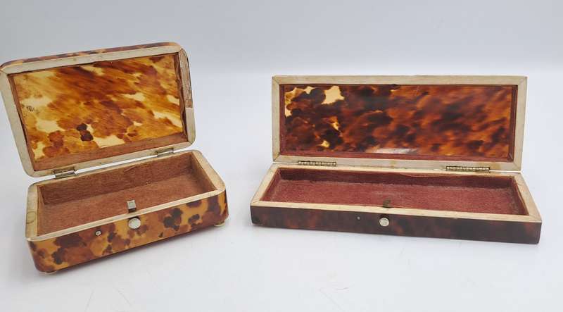 2 Antique Tortoise Shell Trinket Boxes