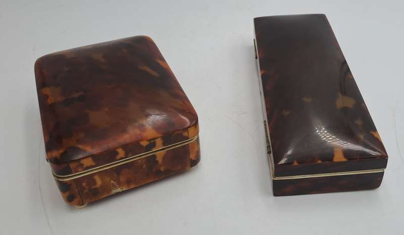 2 Antique Tortoise Shell Trinket Boxes