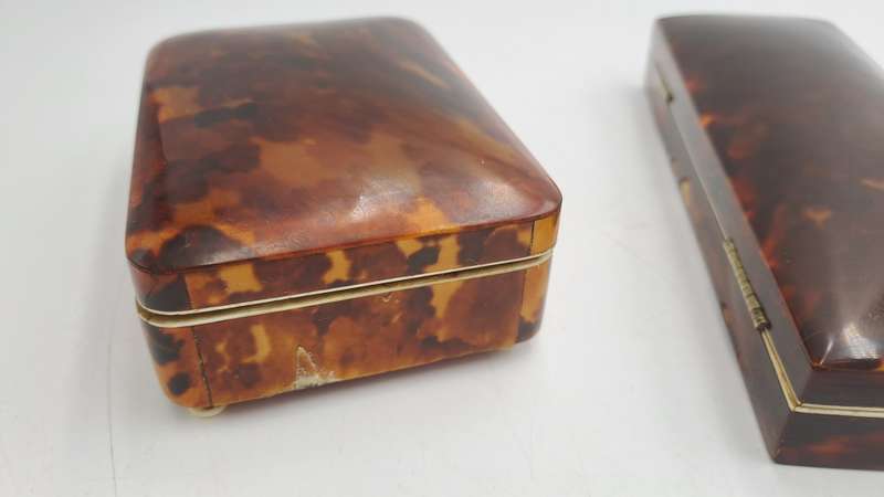 2 Antique Tortoise Shell Trinket Boxes