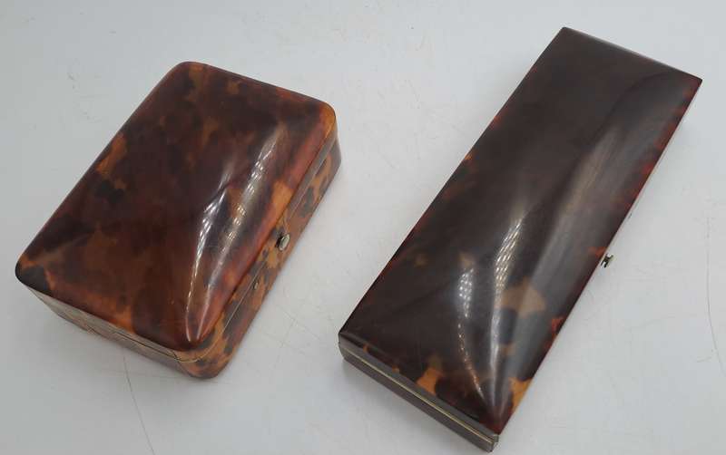 2 Antique Tortoise Shell Trinket Boxes