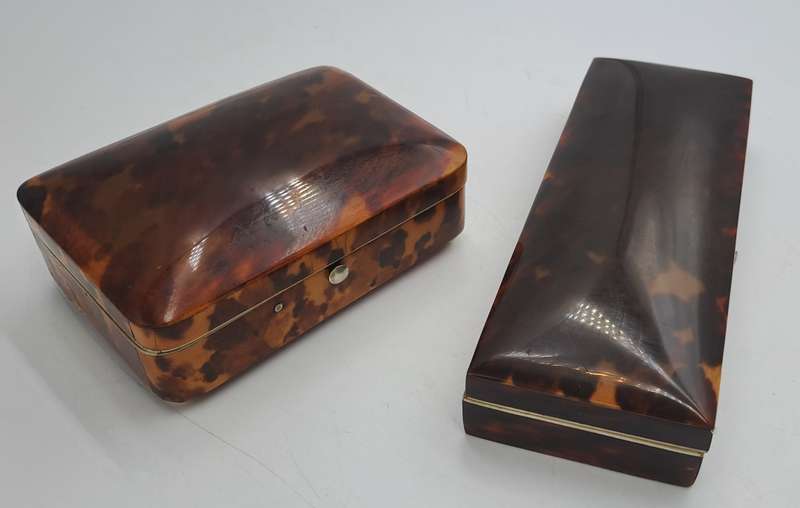 2 Antique Tortoise Shell Trinket Boxes