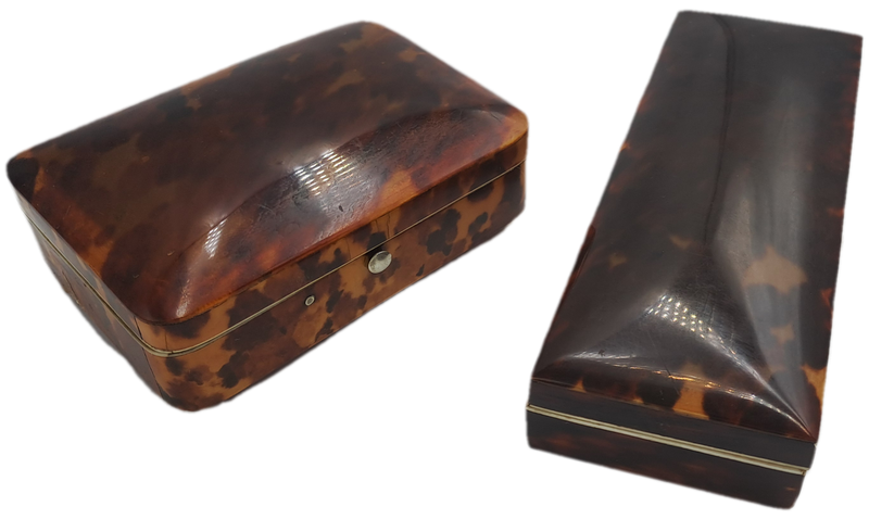2 Antique Tortoise Shell Trinket Boxes
