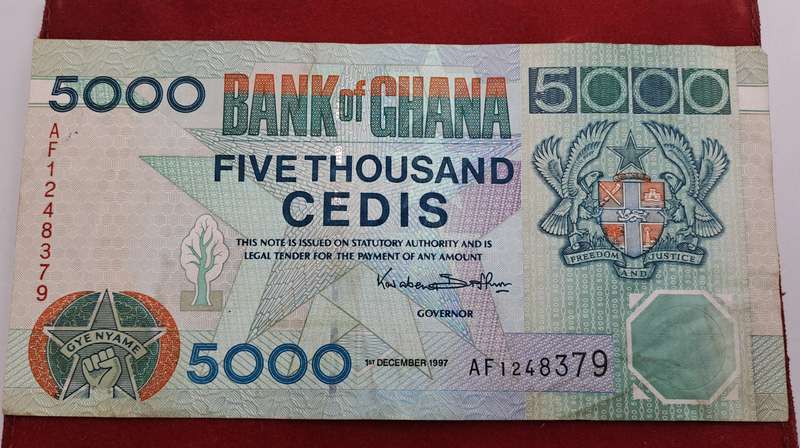 1997 Ghana (1957-date) 5000 Cedis Small Bank Note-