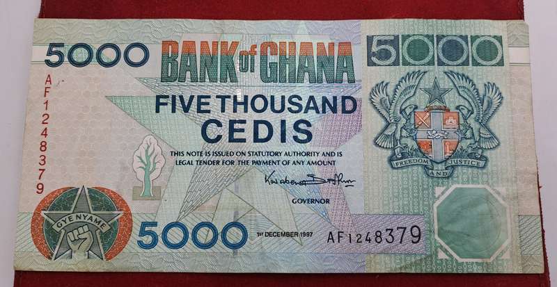 1997 Ghana (1957-date) 5000 Cedis Small Bank Note-
