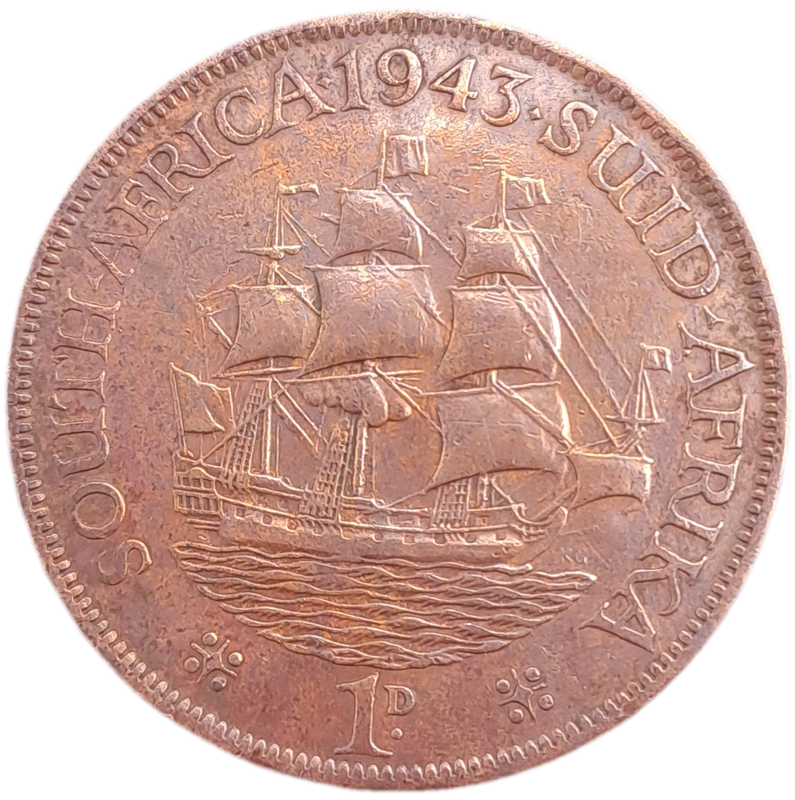 1943 South Africa Union 1 Penny - George VI Rex Imperator