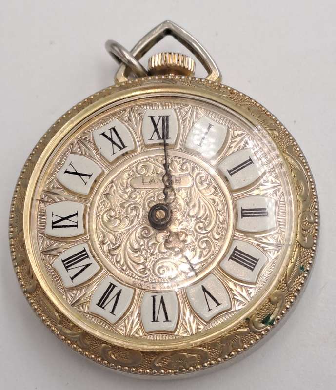 Vintage 1060's Swiss LAMAR Gold Tone Pendant windup watch -Roman Numerals- see condition