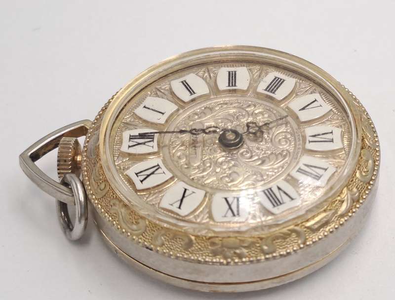 Vintage 1060's Swiss LAMAR Gold Tone Pendant windup watch -Roman Numerals- see condition