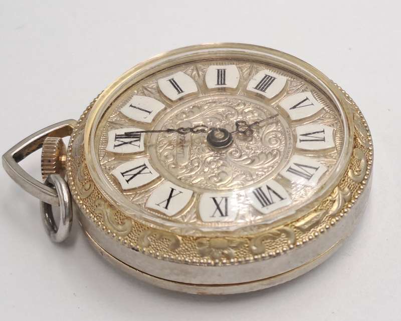 Vintage 1060's Swiss LAMAR Gold Tone Pendant windup watch -Roman Numerals- see condition