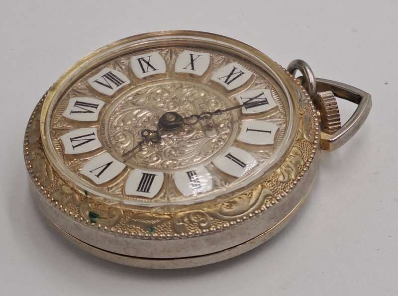 Vintage 1060's Swiss LAMAR Gold Tone Pendant windup watch -Roman Numerals- see condition