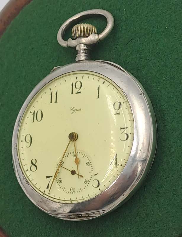 Antique Cyrus GT Pocket watch with .800 Silver case -Working
