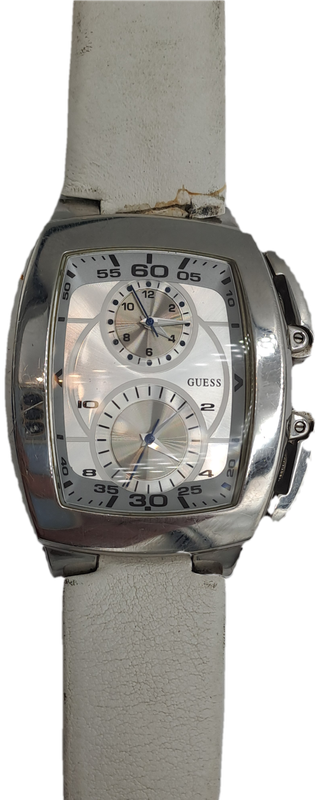 Pre-Owned Guess Analog Silver Dial Men's Watch-Working - 2 Movements -Need a New strap