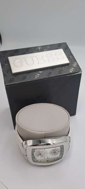 Pre-Owned Guess Analog Silver Dial Men's Watch-Working - 2 Movements -Need a New strap