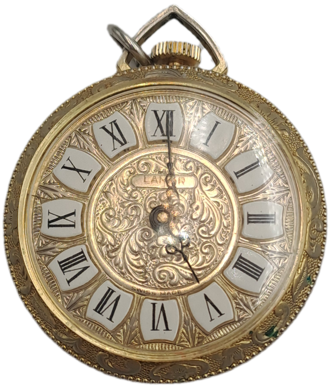 Vintage 1060's Swiss LAMAR Gold Tone Pendant windup watch -Roman Numerals- see condition