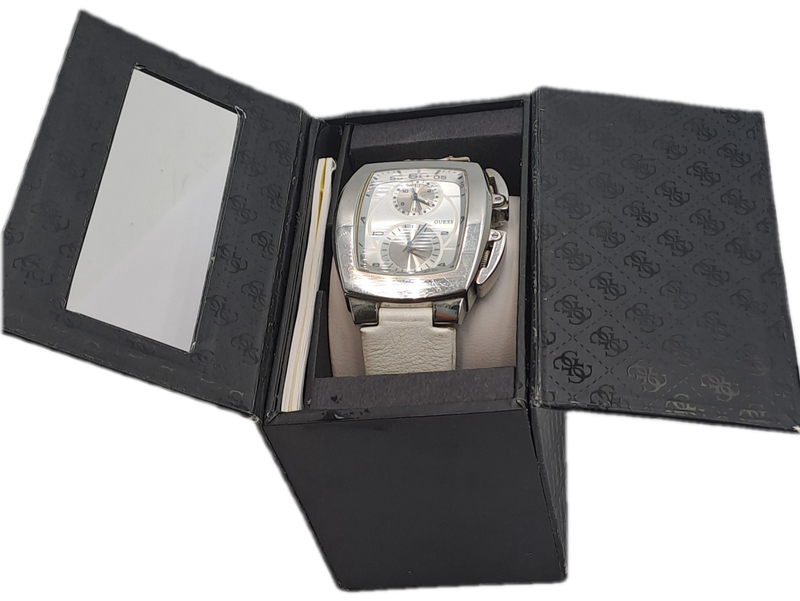 Pre-Owned Guess Analog Silver Dial Men's Watch-Working - 2 Movements -Need a New strap