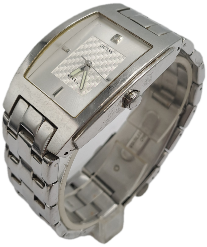 Pre-owned Guess steel men's watch - working