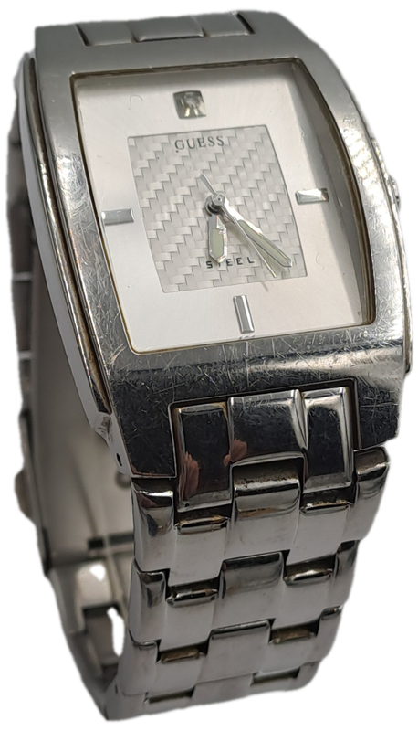 Pre-owned Guess steel men's watch - working