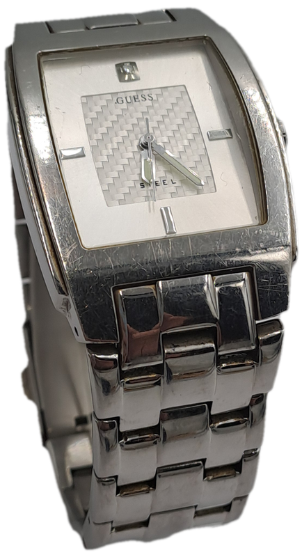 Pre-owned Guess steel men's watch - working