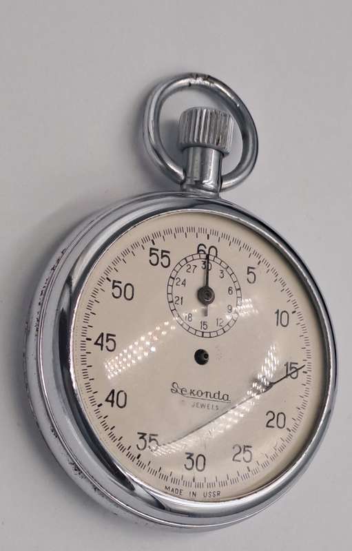Vintage Sekonda Stop Watch -15 Jewels -Made in the USSR -NOT WORKING -For Repair or Spares