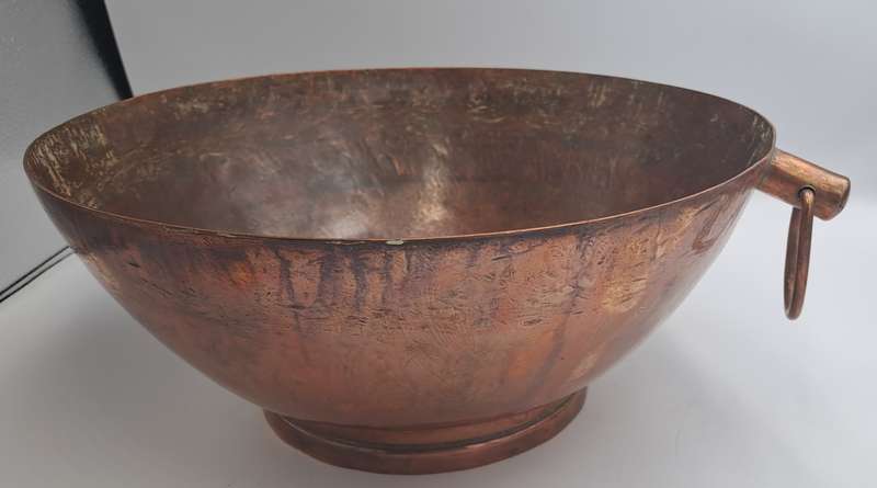 Large Original Vintage DE KLERK Red Copper Bowl with Handles 38cm x 31,8cm x 14,3cm
