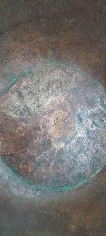 Large Original Vintage DE KLERK Red Copper Bowl with Handles 38cm x 31,8cm x 14,3cm