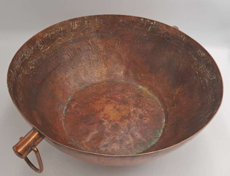 Large Original Vintage DE KLERK Red Copper Bowl with Handles 38cm x 31,8cm x 14,3cm