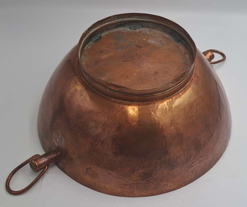 Large Original Vintage DE KLERK Red Copper Bowl with Handles 38cm x 31,8cm x 14,3cm