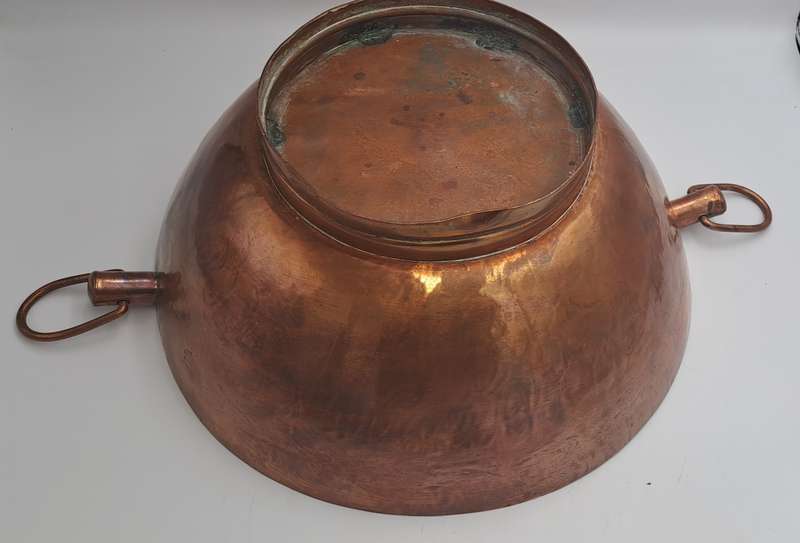 Large Original Vintage DE KLERK Red Copper Bowl with Handles 38cm x 31,8cm x 14,3cm