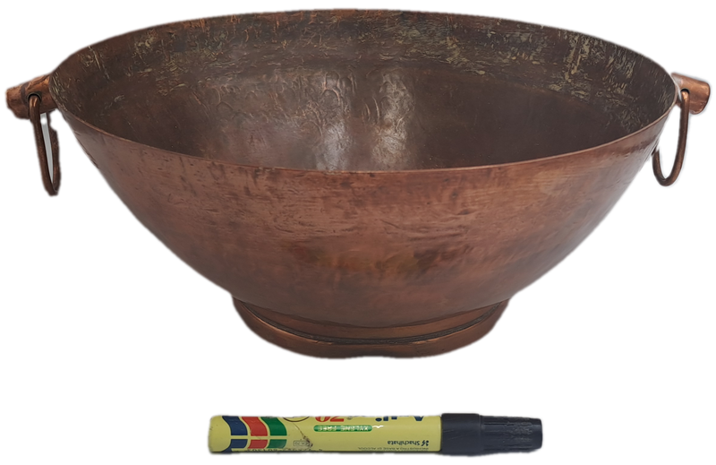 Large Original Vintage DE KLERK Red Copper Bowl with Handles 38cm x 31,8cm x 14,3cm