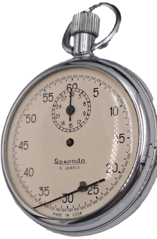 Vintage Sekonda Stop Watch -15 Jewels -Made in the USSR -NOT WORKING -For Repair or Spares