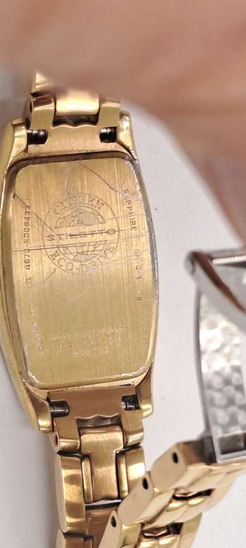 Ladies Citizen Gold Plated  Eco-drive (Need a Panasonic 416mt Battery) back cover scratched
