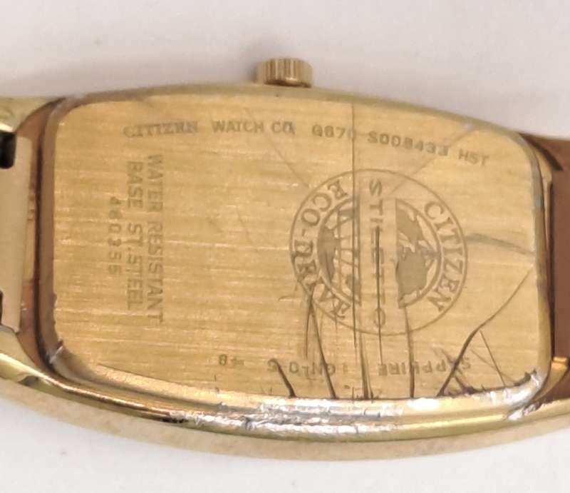 Ladies Citizen Gold Plated  Eco-drive (Need a Panasonic 416mt Battery) back cover scratched