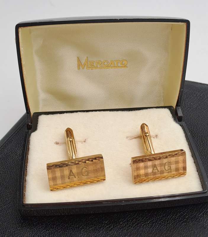 Vintage Mercato cufflings with A.G on it  -Boxed