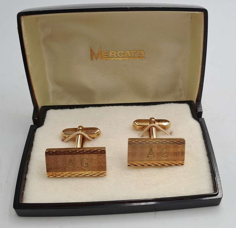 Vintage Mercato cufflings with A.G on it  -Boxed