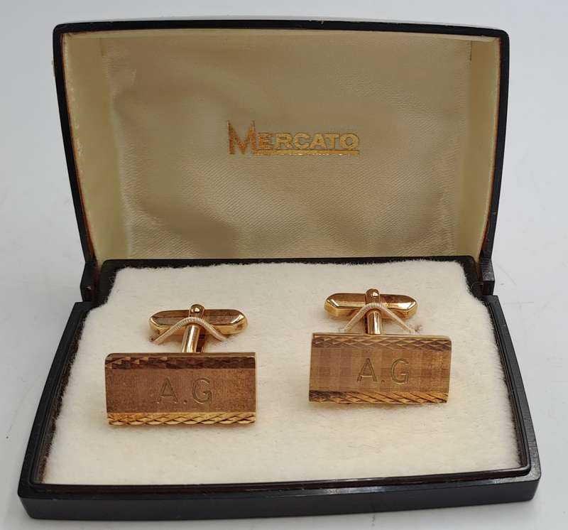 Vintage Mercato cufflings with A.G on it  -Boxed
