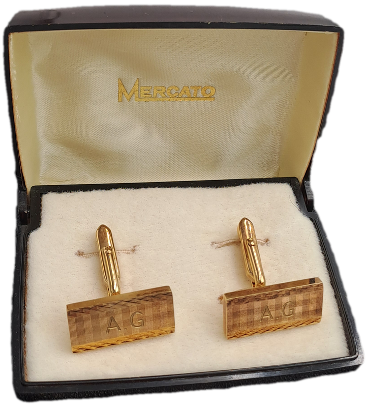 Vintage Mercato cufflings with A.G on it  -Boxed