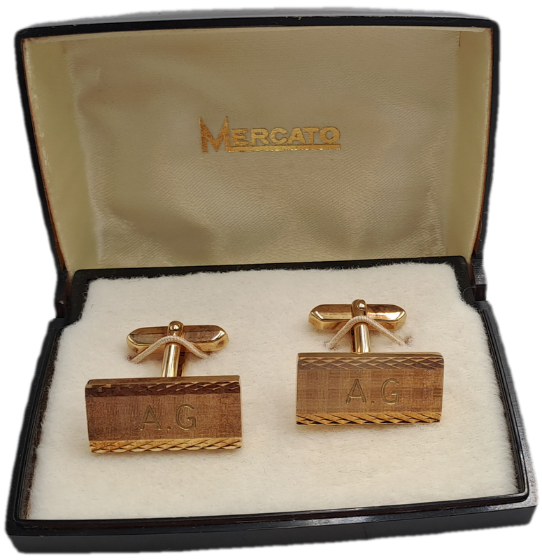 Vintage Mercato cufflings with A.G on it  -Boxed