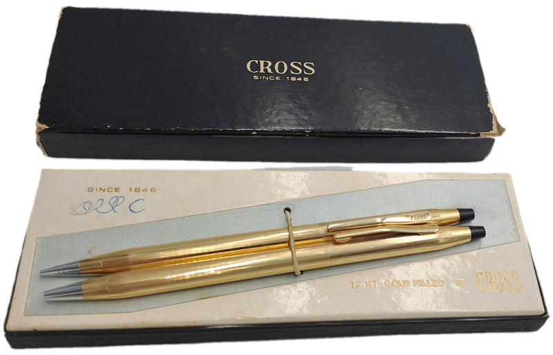 Vintage 1/20 12Kt Gold Cross Ball Pen and Pencil set -Need New refill and lead