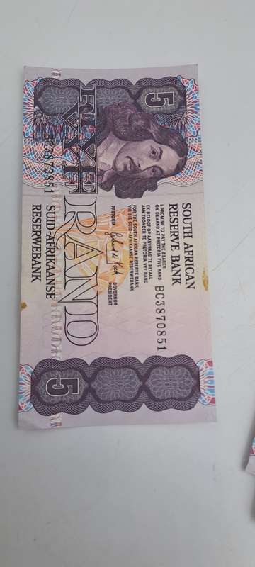 Lot of 10 1989 Gerhard De Kock R5 Notes 3rd Issue In Sequence