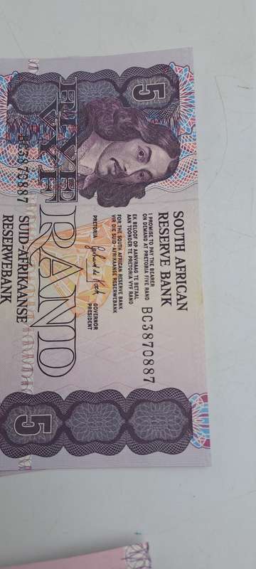 Lot of 10 1989 Gerhard De Kock R5 Notes 3rd Issue In Sequence