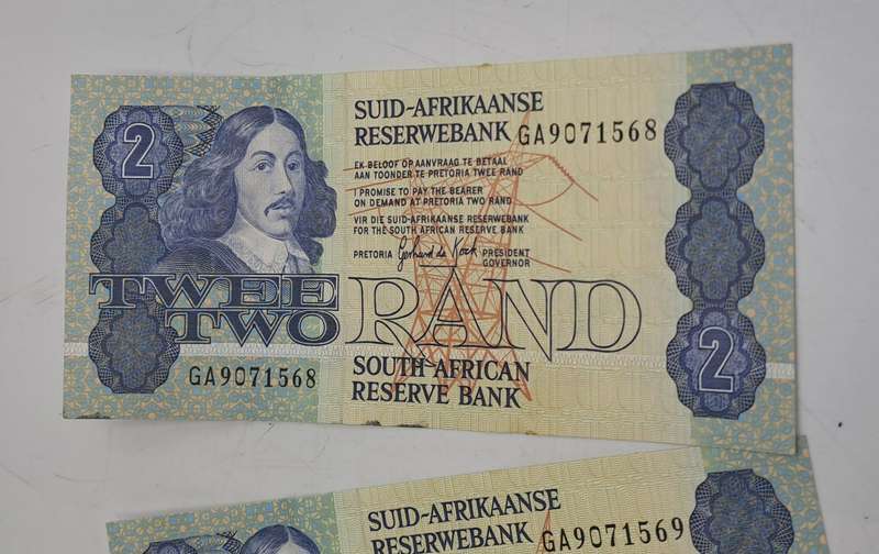 Lot of 10 -1989 Gerhard De Kock R2 Notes 3rd Issue In Sequence-Uncirculated see condition