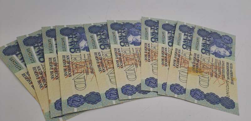 Lot of 10 -1989 Gerhard De Kock R2 Notes 3rd Issue In Sequence-Uncirculated see condition